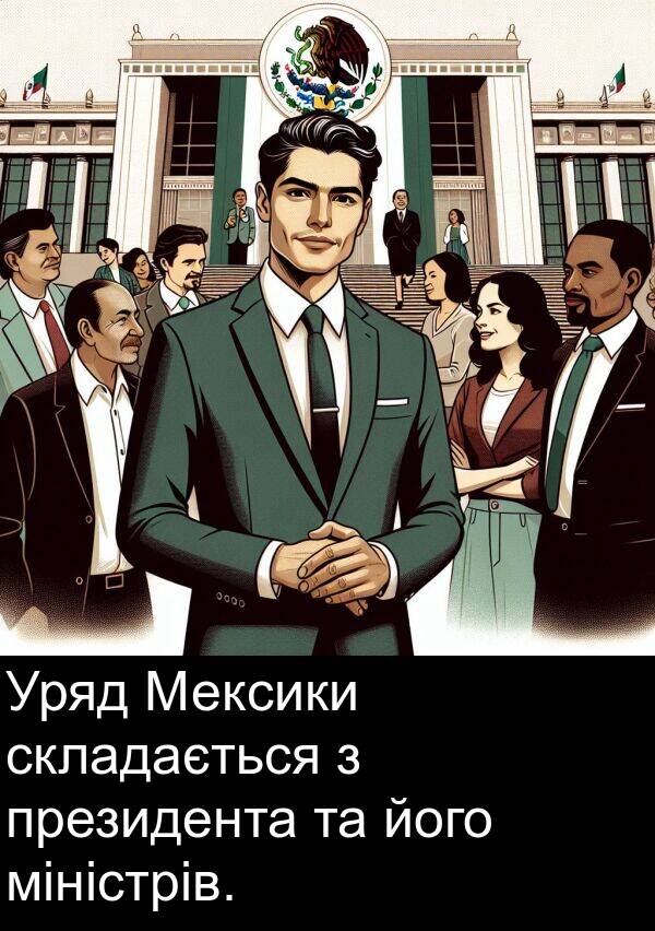 міністрів: Уряд Мексики складається з президента та його міністрів.