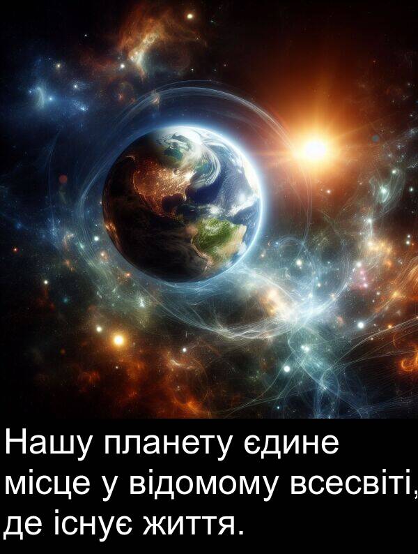 місце: Нашу планету єдине місце у відомому всесвіті, де існує життя.