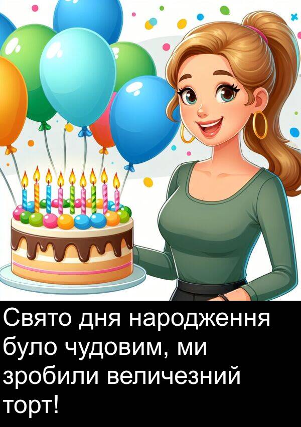 чудовим: Свято дня народження було чудовим, ми зробили величезний торт!