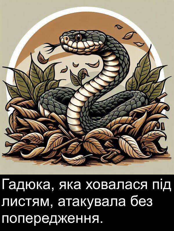 атакувала: Гадюка, яка ховалася під листям, атакувала без попередження.