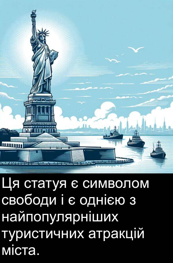 міста: Ця статуя є символом свободи і є однією з найпопулярніших туристичних атракцій міста.