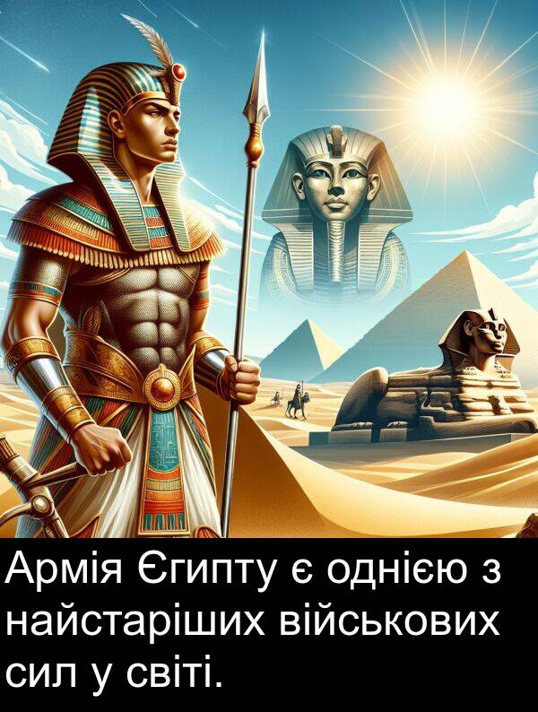 військових: Армія Єгипту є однією з найстаріших військових сил у світі.