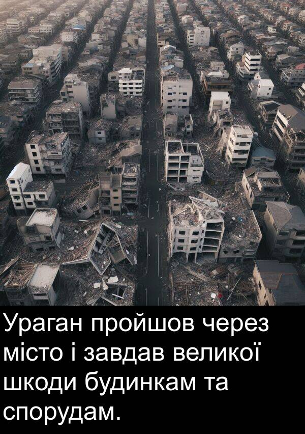 будинкам: Ураган пройшов через місто і завдав великої шкоди будинкам та спорудам.