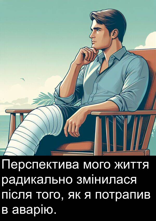 після: Перспектива мого життя радикально змінилася після того, як я потрапив в аварію.