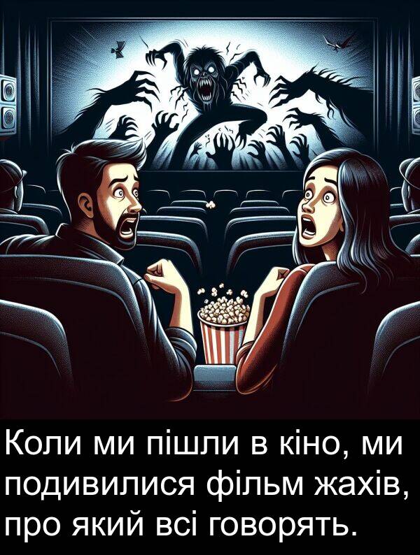 пішли: Коли ми пішли в кіно, ми подивилися фільм жахів, про який всі говорять.