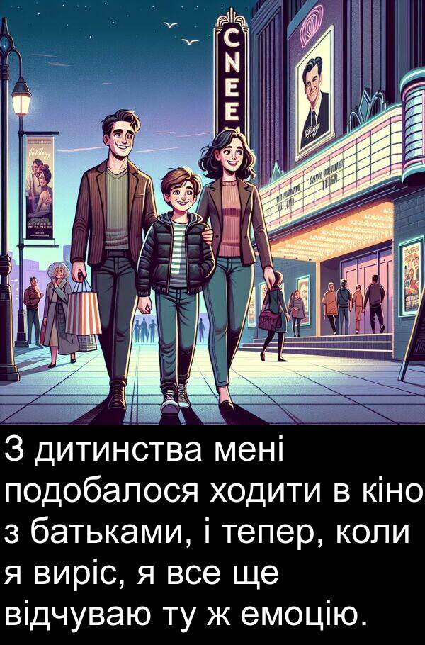 дитинства: З дитинства мені подобалося ходити в кіно з батьками, і тепер, коли я виріс, я все ще відчуваю ту ж емоцію.