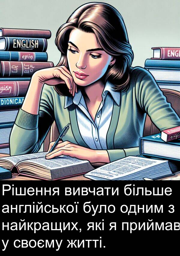 англійської: Рішення вивчати більше англійської було одним з найкращих, які я приймав у своєму житті.