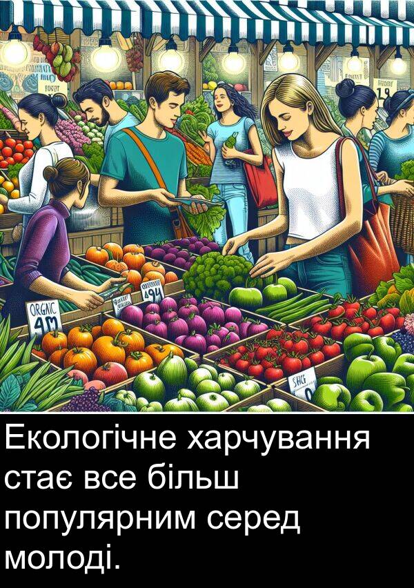 харчування: Екологічне харчування стає все більш популярним серед молоді.