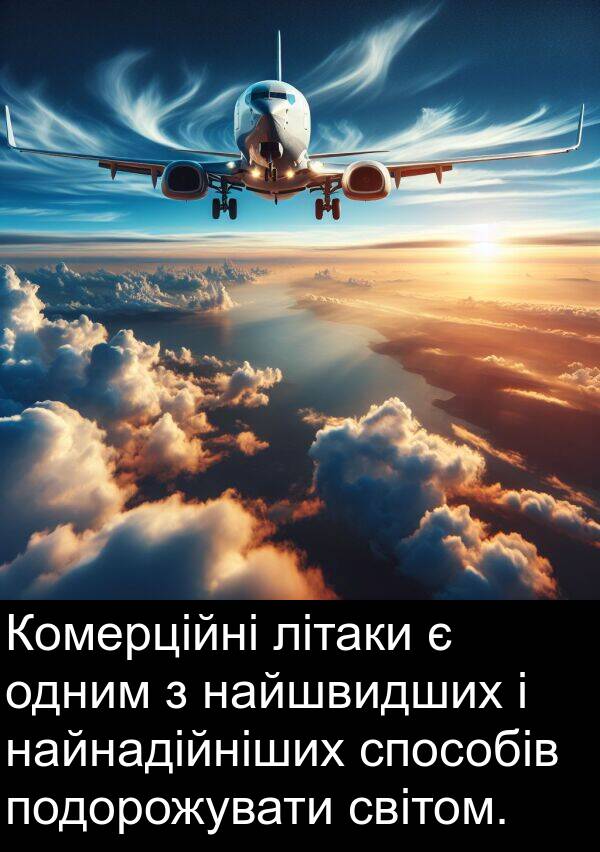 найшвидших: Комерційні літаки є одним з найшвидших і найнадійніших способів подорожувати світом.
