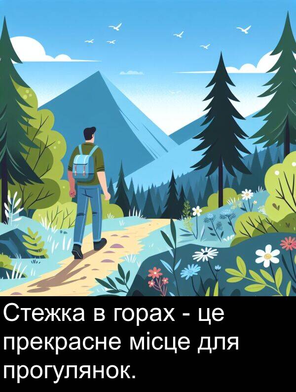 місце: Стежка в горах - це прекрасне місце для прогулянок.