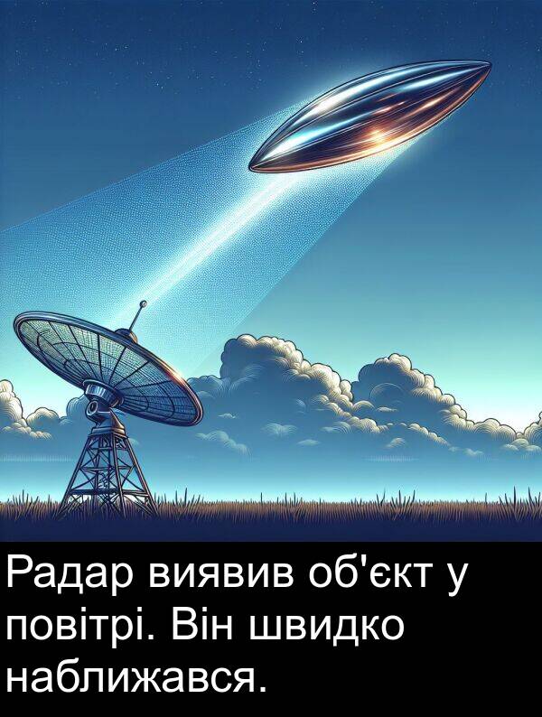 швидко: Радар виявив об'єкт у повітрі. Він швидко наближався.