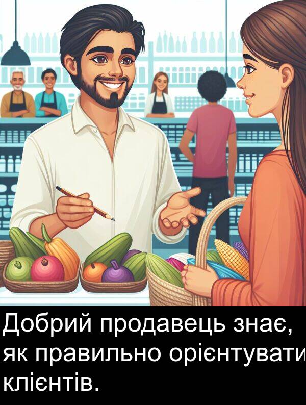 орієнтувати: Добрий продавець знає, як правильно орієнтувати клієнтів.