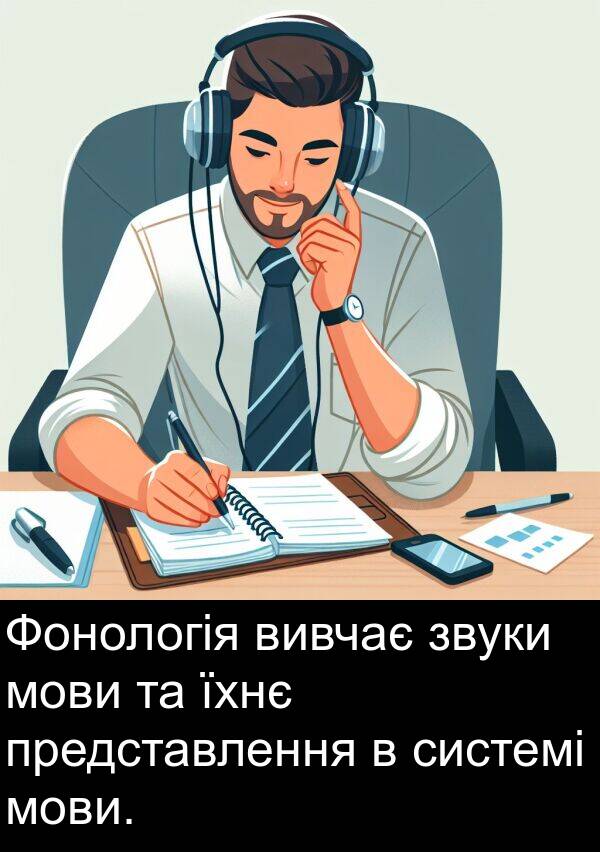 їхнє: Фонологія вивчає звуки мови та їхнє представлення в системі мови.