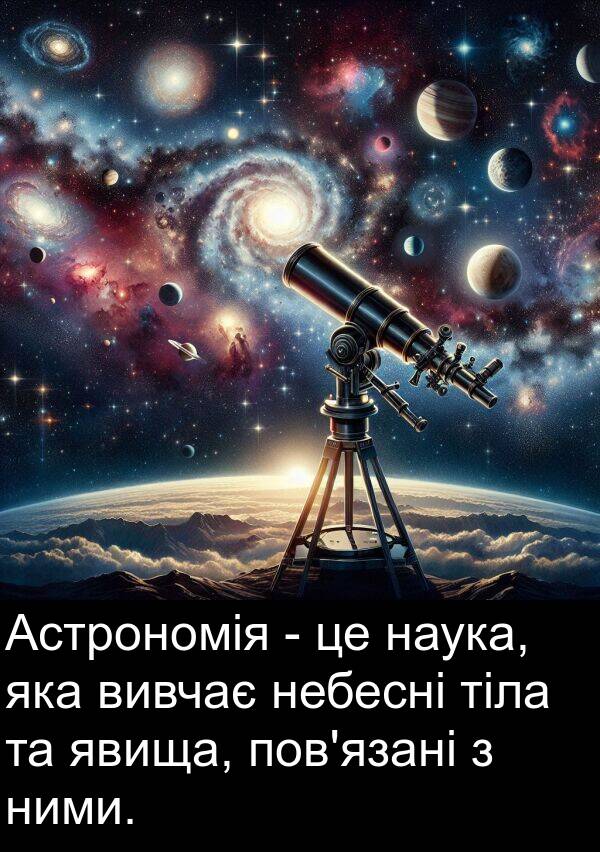 тіла: Астрономія - це наука, яка вивчає небесні тіла та явища, пов'язані з ними.