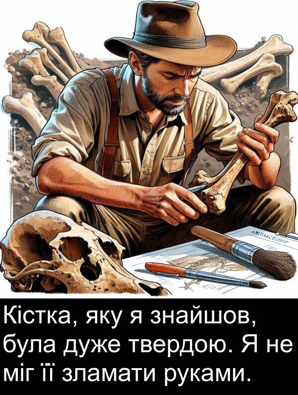 міг: Кістка, яку я знайшов, була дуже твердою. Я не міг її зламати руками.