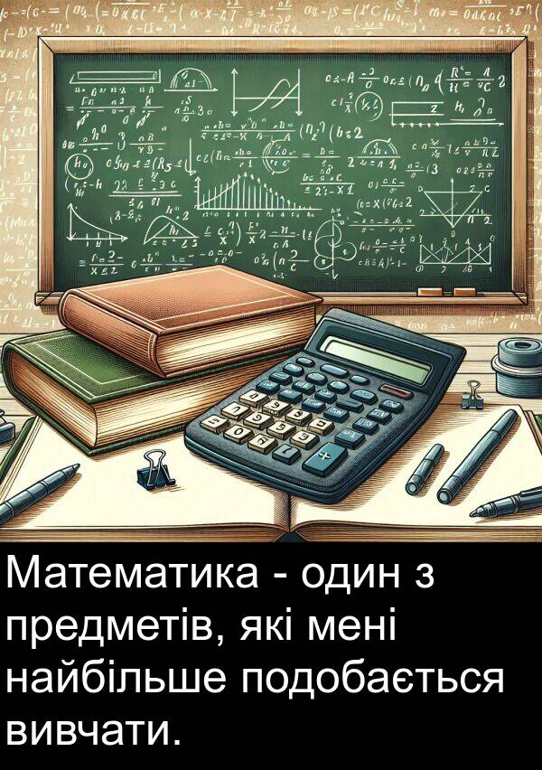 один: Математика - один з предметів, які мені найбільше подобається вивчати.