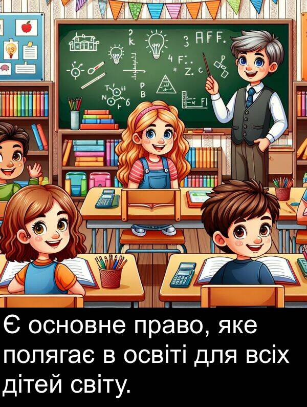 дітей: Є основне право, яке полягає в освіті для всіх дітей світу.