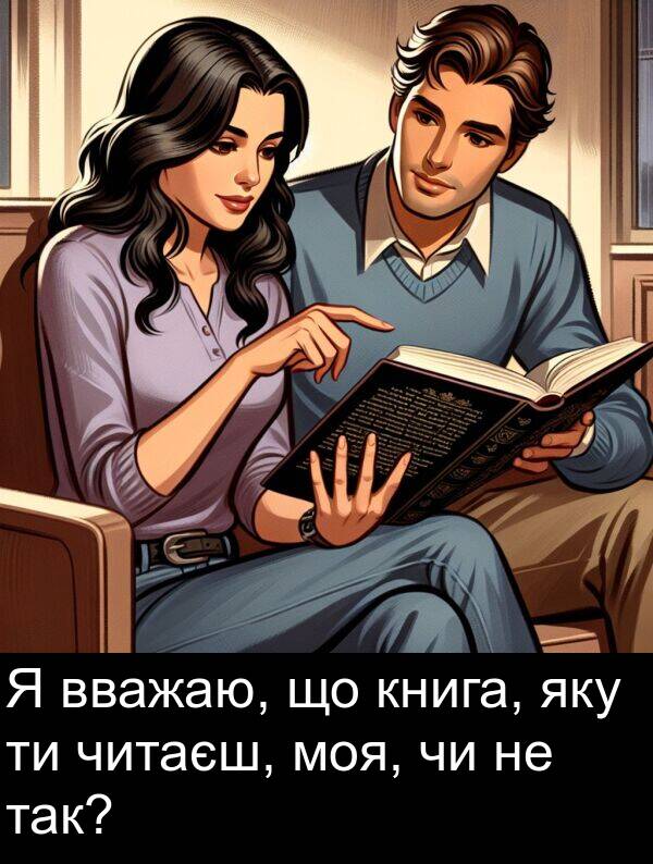 книга: Я вважаю, що книга, яку ти читаєш, моя, чи не так?