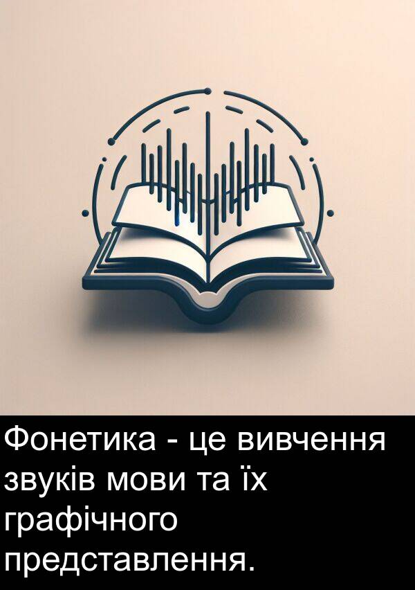 звуків: Фонетика - це вивчення звуків мови та їх графічного представлення.