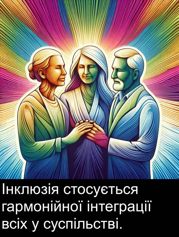 гармонійної: Інклюзія стосується гармонійної інтеграції всіх у суспільстві.