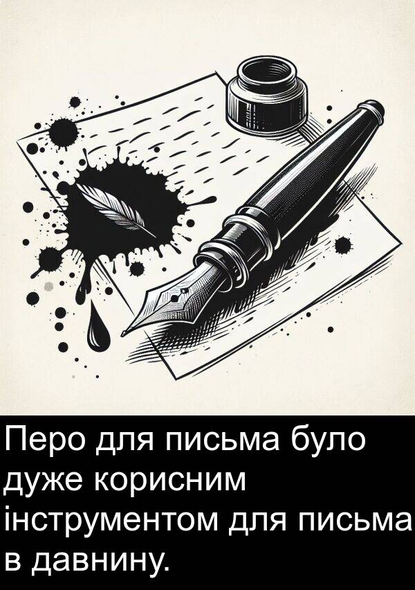 давнину: Перо для письма було дуже корисним інструментом для письма в давнину.