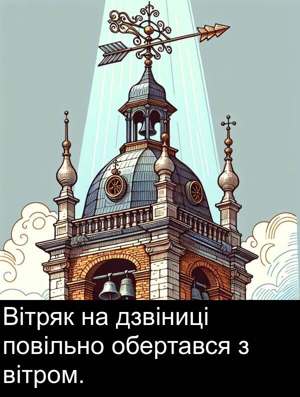 дзвіниці: Вітряк на дзвіниці повільно обертався з вітром.