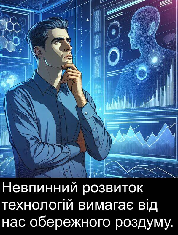 обережного: Невпинний розвиток технологій вимагає від нас обережного роздуму.