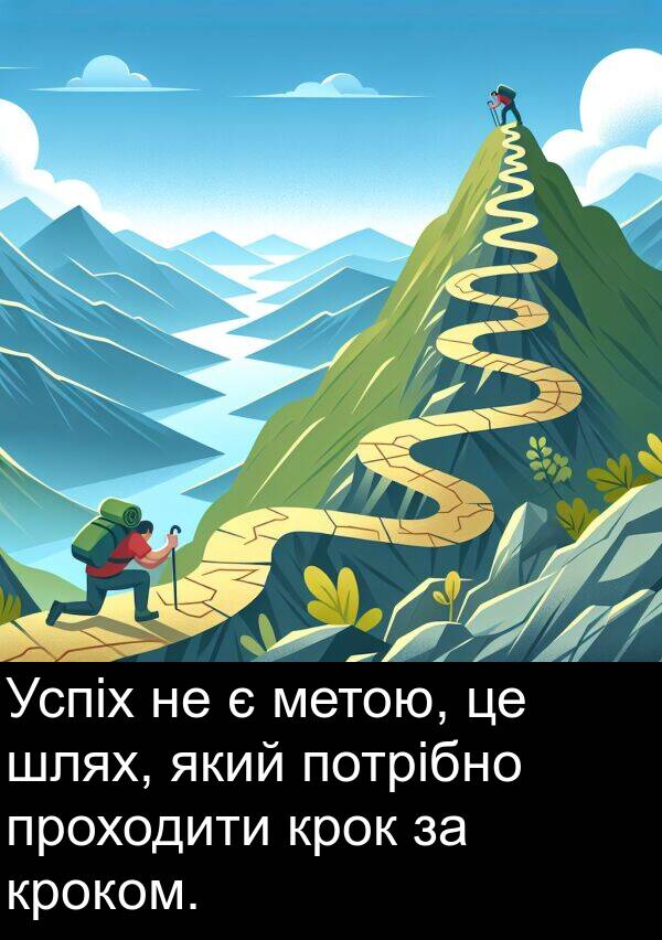 шлях: Успіх не є метою, це шлях, який потрібно проходити крок за кроком.