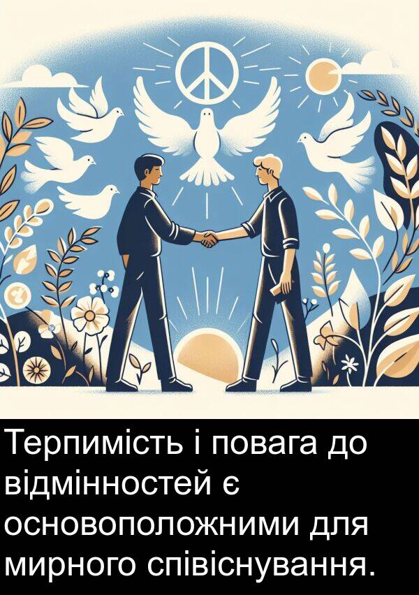 відмінностей: Терпимість і повага до відмінностей є основоположними для мирного співіснування.