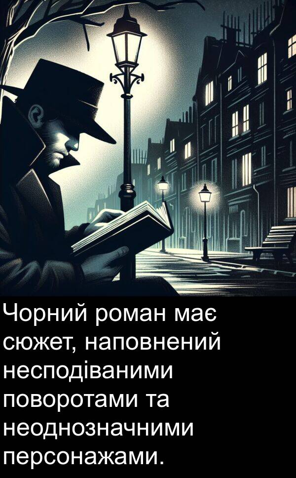роман: Чорний роман має сюжет, наповнений несподіваними поворотами та неоднозначними персонажами.