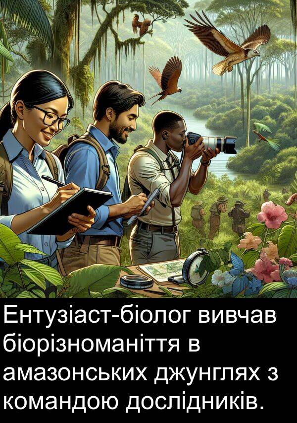 джунглях: Ентузіаст-біолог вивчав біорізноманіття в амазонських джунглях з командою дослідників.