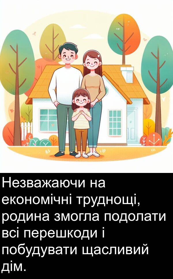 економічні: Незважаючи на економічні труднощі, родина змогла подолати всі перешкоди і побудувати щасливий дім.