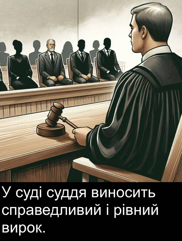 рівний: У суді суддя виносить справедливий і рівний вирок.