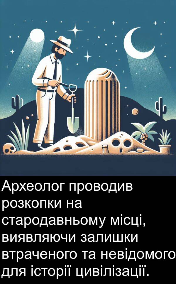 залишки: Археолог проводив розкопки на стародавньому місці, виявляючи залишки втраченого та невідомого для історії цивілізації.