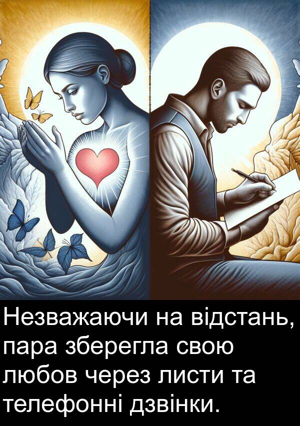 пара: Незважаючи на відстань, пара зберегла свою любов через листи та телефонні дзвінки.