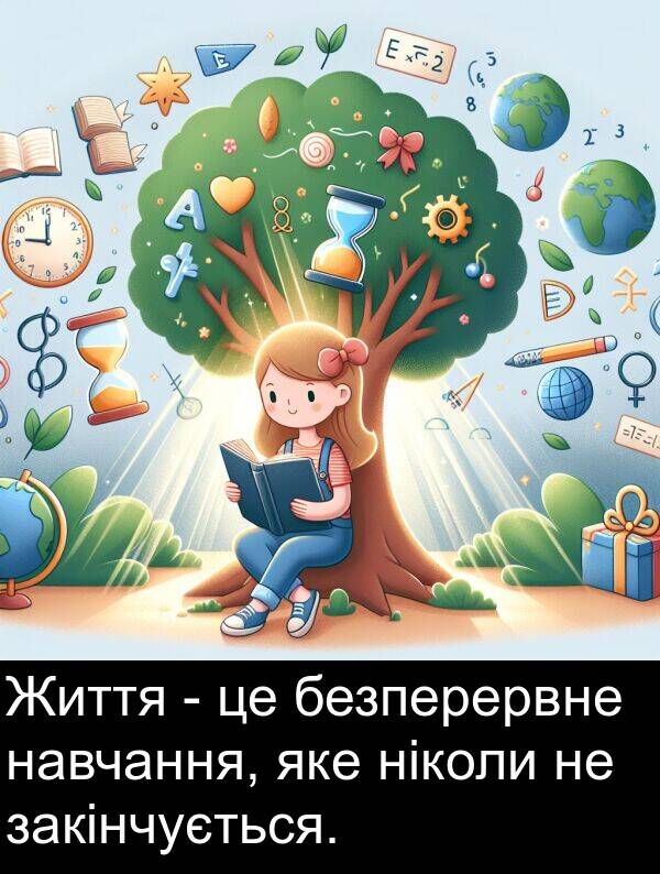 закінчується: Життя - це безперервне навчання, яке ніколи не закінчується.