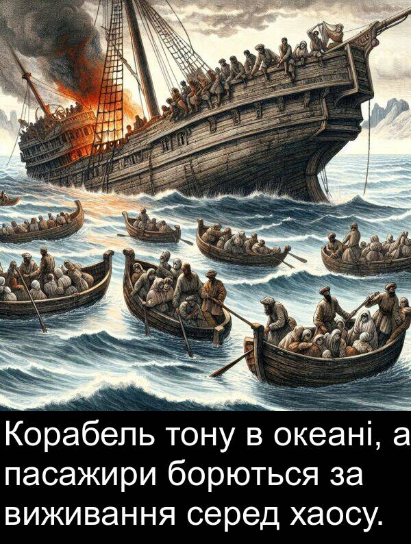 пасажири: Корабель тону в океані, а пасажири борються за виживання серед хаосу.