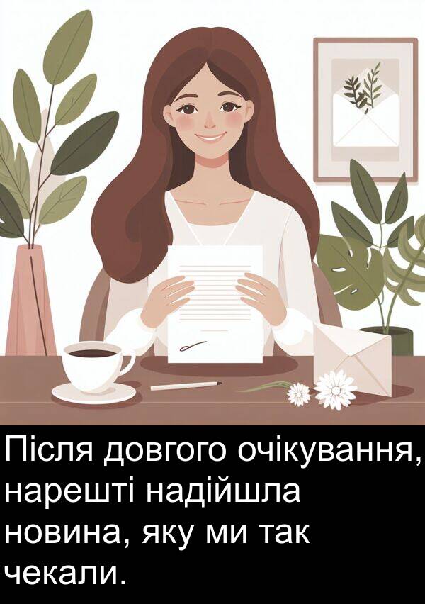 так: Після довгого очікування, нарешті надійшла новина, яку ми так чекали.