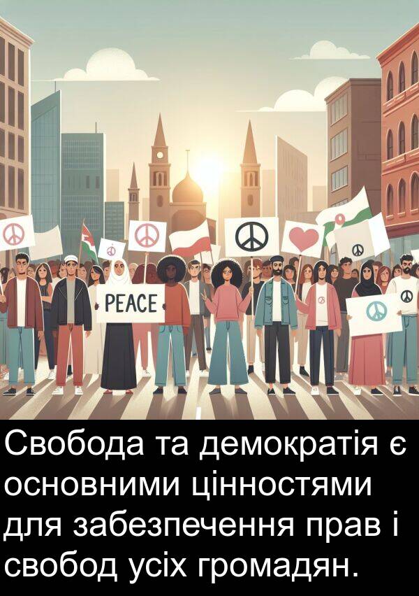 демократія: Свобода та демократія є основними цінностями для забезпечення прав і свобод усіх громадян.