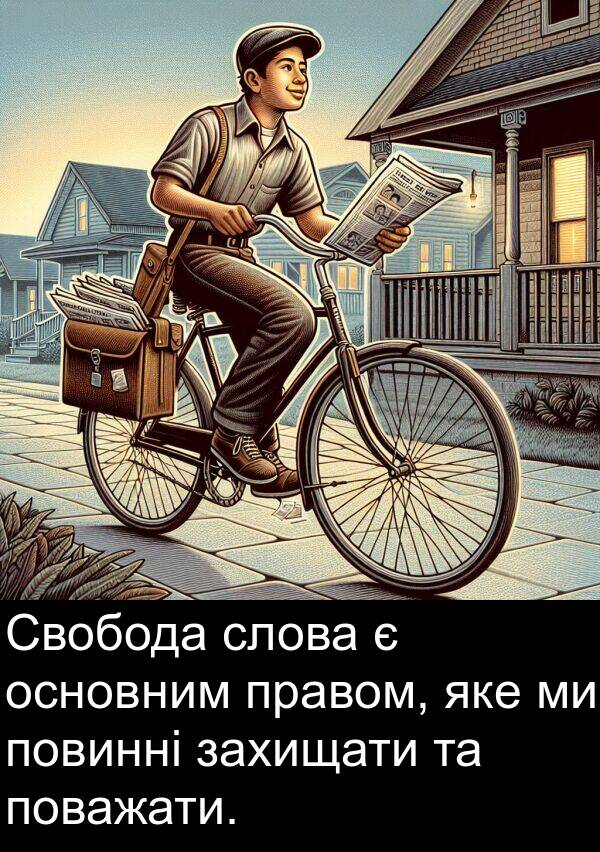 яке: Свобода слова є основним правом, яке ми повинні захищати та поважати.