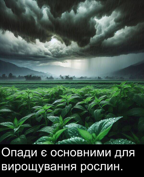 для: Опади є основними для вирощування рослин.