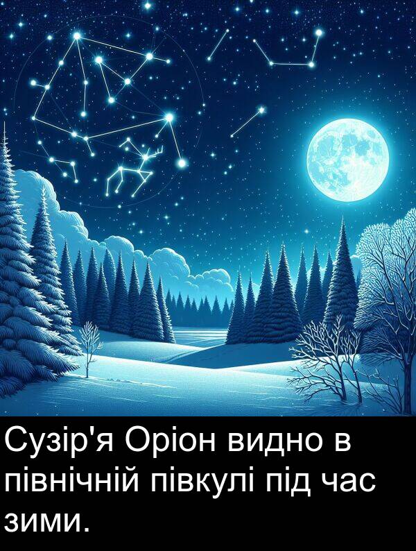 під: Сузір'я Оріон видно в північній півкулі під час зими.