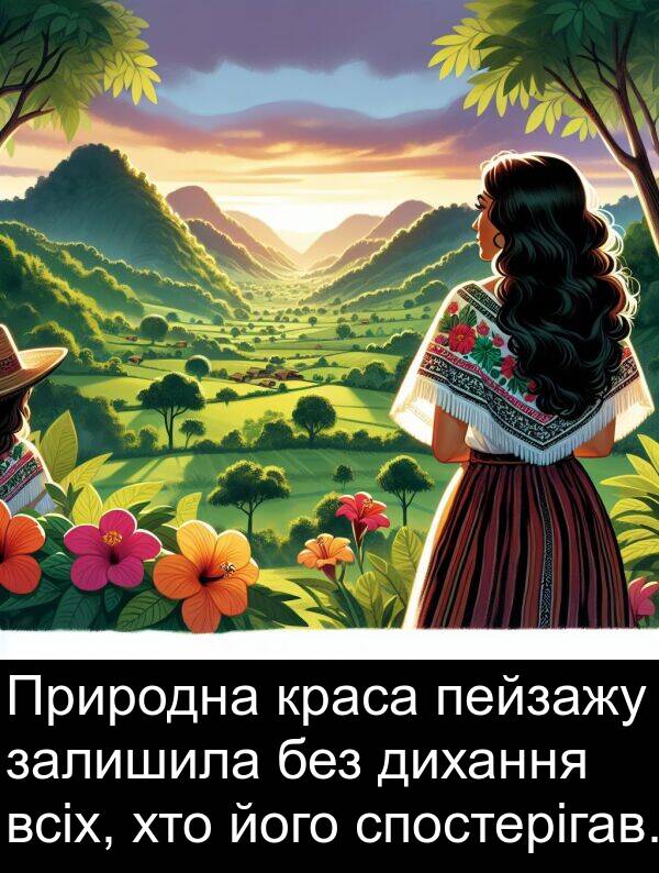 дихання: Природна краса пейзажу залишила без дихання всіх, хто його спостерігав.