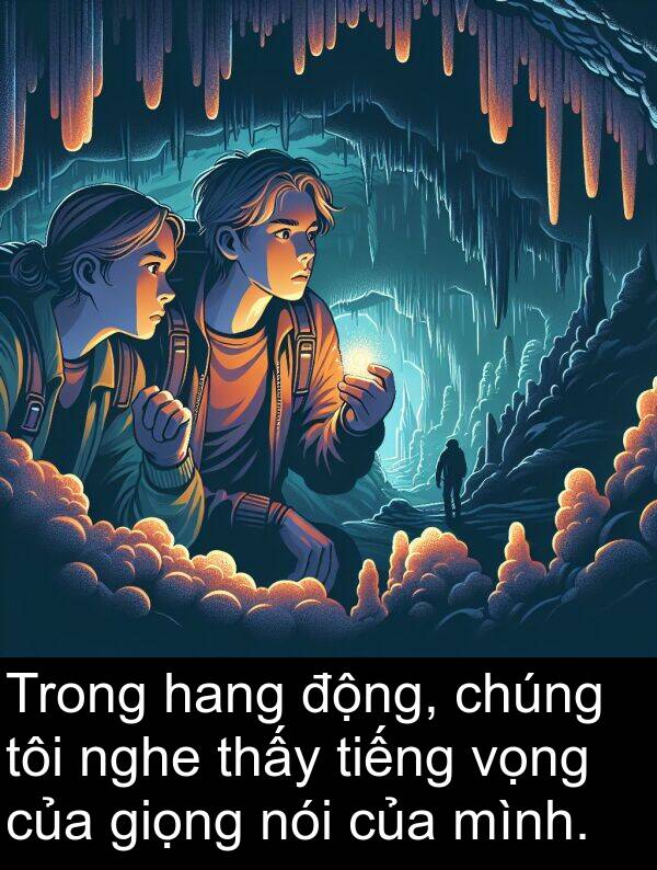 nghe: Trong hang động, chúng tôi nghe thấy tiếng vọng của giọng nói của mình.