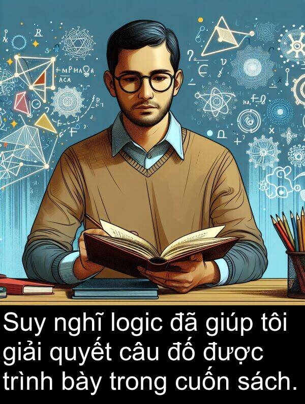 nghĩ: Suy nghĩ logic đã giúp tôi giải quyết câu đố được trình bày trong cuốn sách.