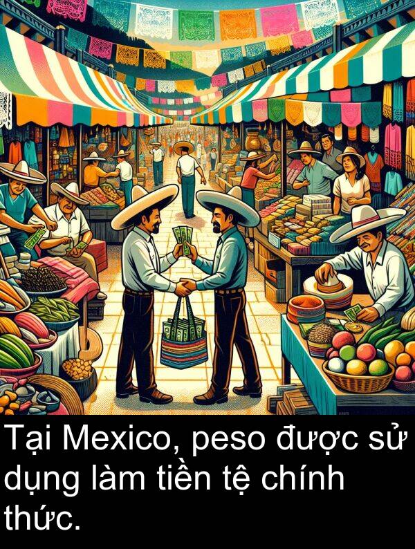 peso: Tại Mexico, peso được sử dụng làm tiền tệ chính thức.