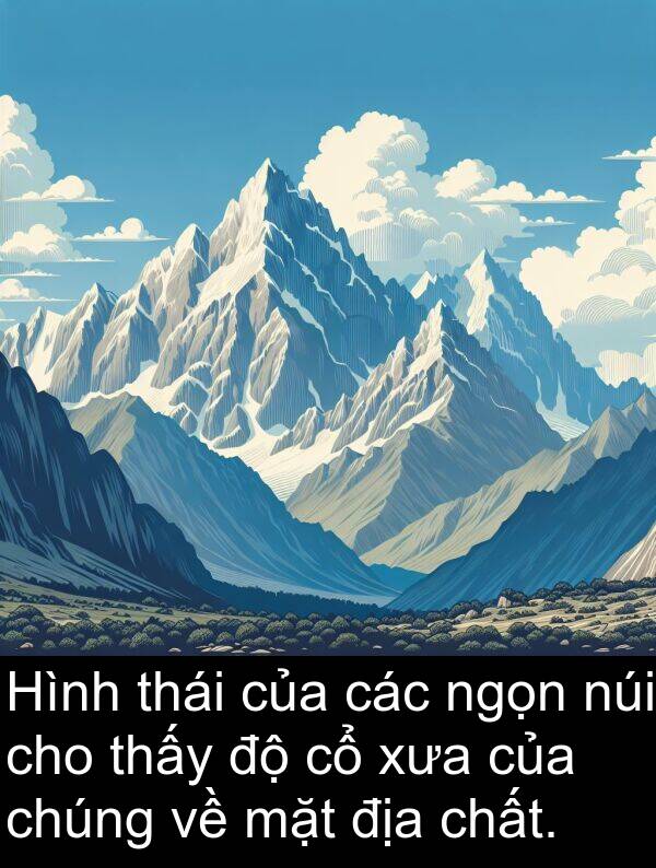 ngọn: Hình thái của các ngọn núi cho thấy độ cổ xưa của chúng về mặt địa chất.