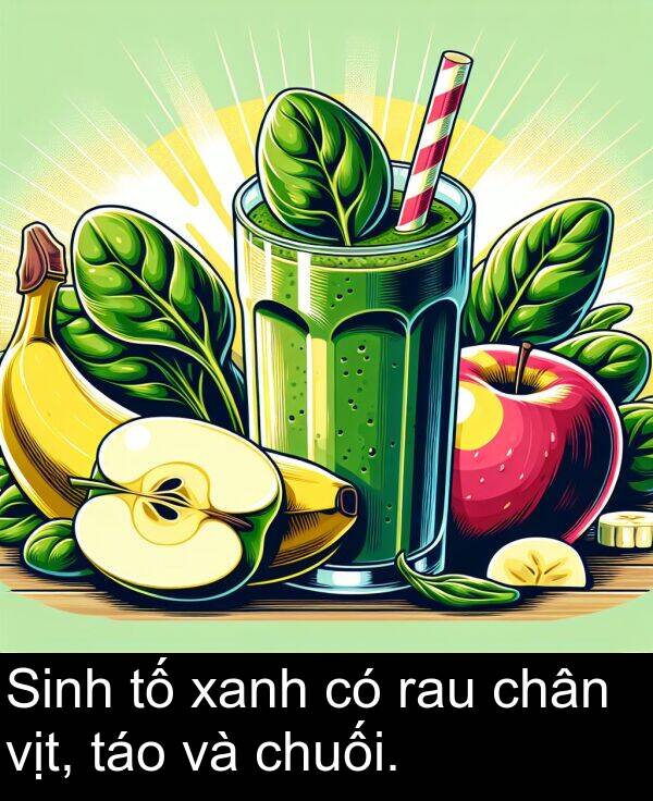 chuối: Sinh tố xanh có rau chân vịt, táo và chuối.