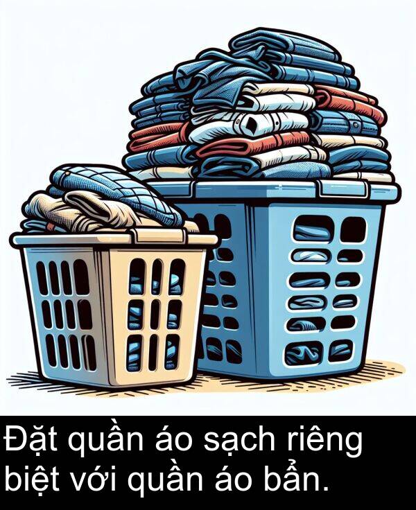 sạch: Đặt quần áo sạch riêng biệt với quần áo bẩn.