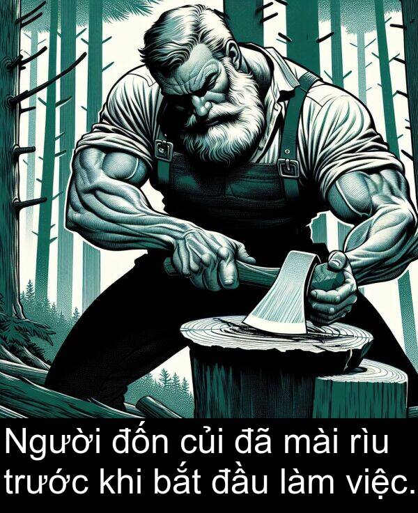 trước: Người đốn củi đã mài rìu trước khi bắt đầu làm việc.